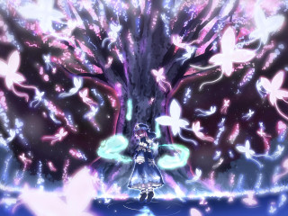 Magical girl butterflies tree anime - butterfly free wallpaper