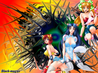 Cartoon girls anime furry animals - background free wallpaper for desktop