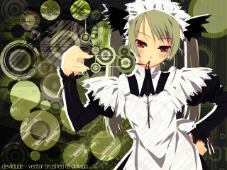 Anime maid white dress black - black hair free wallpaper
