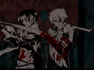 Anime bloodied swords gothic characters - bloody free wallpaper
