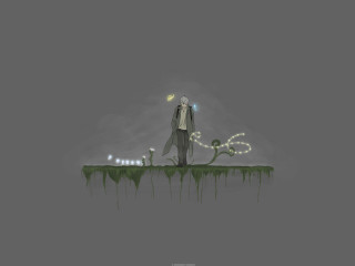 Man lightbulb snake fireflies neo - top of a grass free wallpaper