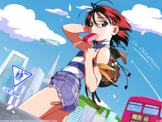 Woman backpack street bus manga - a street free wallpaper