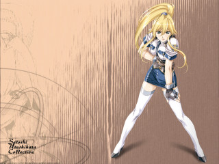 Anime sword girl green eyes 2 - a drawing of a woman free wallpaper