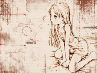 Girl sitting barelegs manga grungy - grungy free wallpaper