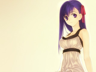Purple hair white dress red - a white wall free wallpaper