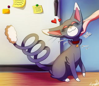 Cartoon cat sitting floor magnet - the wall behind free wallpaper