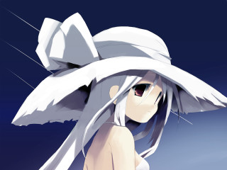 Woman hat longhair blue sky - a white hat free wallpaper