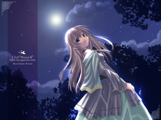 Girl dress night moon anime - full free wallpaper