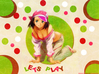 Cartoon girl pink hat polka - a green circle free wallpaper