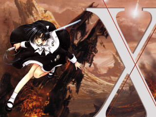 Anime girl sword x blackwhite - a sword free wallpaper for desktop