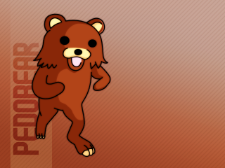 Brown bear standing open mouth - its hind leg free wallpaper