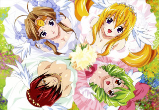 Anime girls flower wings wedding - eden box free wallpaper