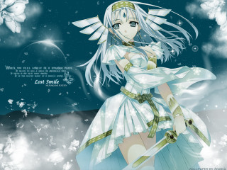 Woman white dress sword butterfly - ann thetis blacker free wallpaper