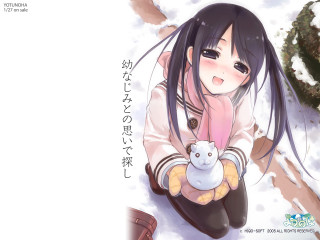 Girl snow cat long hair - the ground behind her free wallpaper
