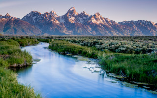 River mountain field sky bridge - ansel adams free wallpaper
