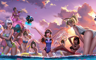 Women bathing suits water sky - suit free wallpaper