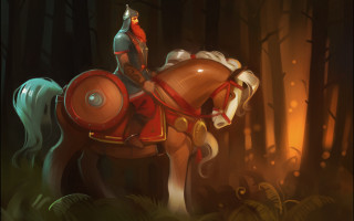 Man horse forest helmet sword - game art free wallpaper