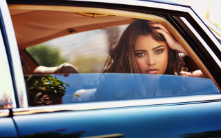 Woman car window plant photorealistic - a car free wallpaper