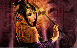 Woman hat wand demon katana - a staff free wallpaper