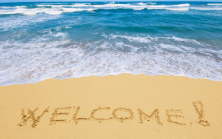 Welcome sand beach waves sky - wave free wallpaper