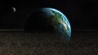 Earth moon stars space art 4 - a view of the earth free wallpaper