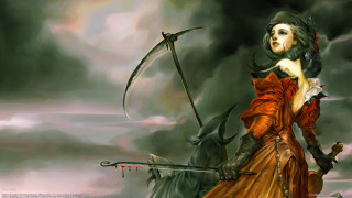 Woman sword demon anne stokes - a painting of a woman free wallpaper