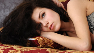 Woman laying bed hand head 4 - her chest free wallpaper