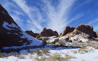 Snowy mountain rocks blue sky - ansel adams free wallpaper