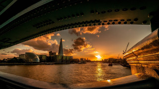 City skyline water sunset clouds 2 - sunset free wallpaper