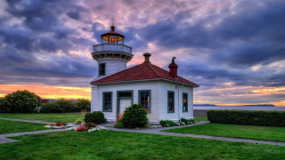 White building red roof tower - roof free wallpaper