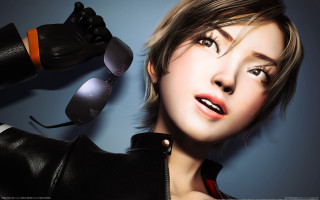 Woman leather jacket brown eyes - black shoe free wallpaper