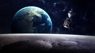 Space station earth satellite planet - a distant planet in the background free wallpaper