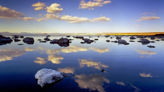 Water rocks sky clouds dusk - ansel adams free wallpaper