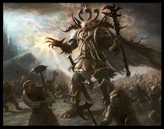 Horned man sword demon shoulder - chris rahn free wallpaper