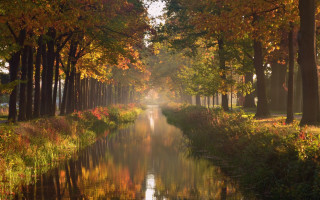 River forest boat autumn impressionism - impressionist free wallpaper