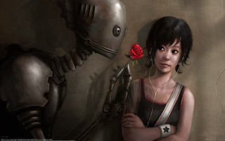 Woman robot rose fantasy cyberpunk - a rose free wallpaper
