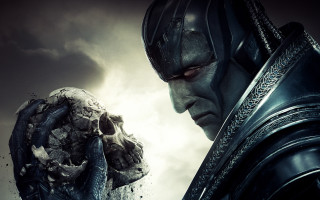 Afrofuturism skull man cloudy sky - his hand in front of him free wallpaper