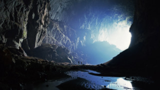 Cave water clouds person light - the cave free wallpaper