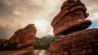 Large rock formation rainbow road - daren bader free wallpaper