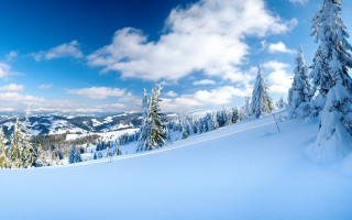 Snowy mountain trees clouds blue 2 - bela čikoš sesija free wallpaper