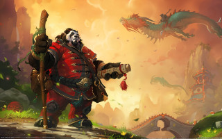 Panda red outfit sword dragon - bayard wu free wallpaper