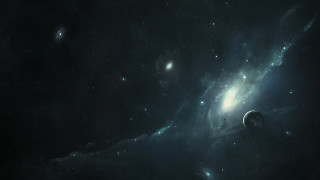 Space distant objects stars aurora - a distant object in the foreground free wallpaper