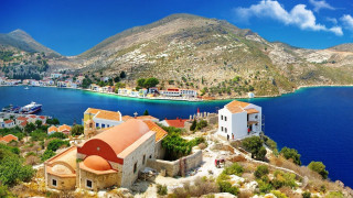 Village cliff water mountain boat - exekia free wallpaper
