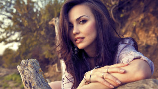 Woman leaning on tree portrait 2 - daphne mcclure free wallpaper