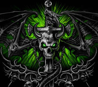 Skull sword snake green eyes - a skull free wallpaper