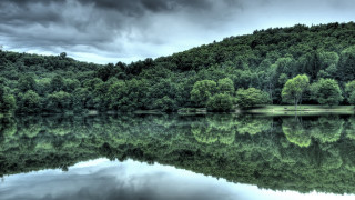 Lake forest mountain cloudy sky 3 - reflective free wallpaper