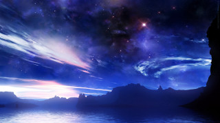 Night sky stars clouds mountain - a mountain in the distance free wallpaper