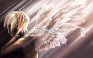 Angel wings blonde woman chains - a painting of a woman free wallpaper