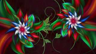 Flower green leaves red background - image of a flower free wallpaper