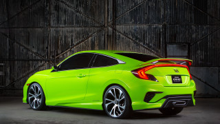 Bright green car garage wooden - a red tail light free wallpaper
